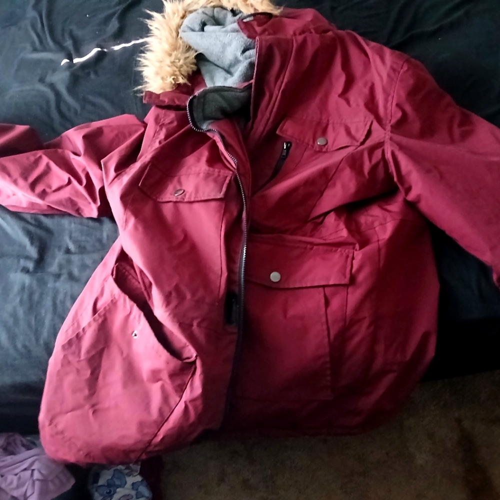 Women's Burgundy Parka Coat